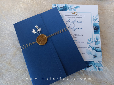 Convite de casamento Azul floral