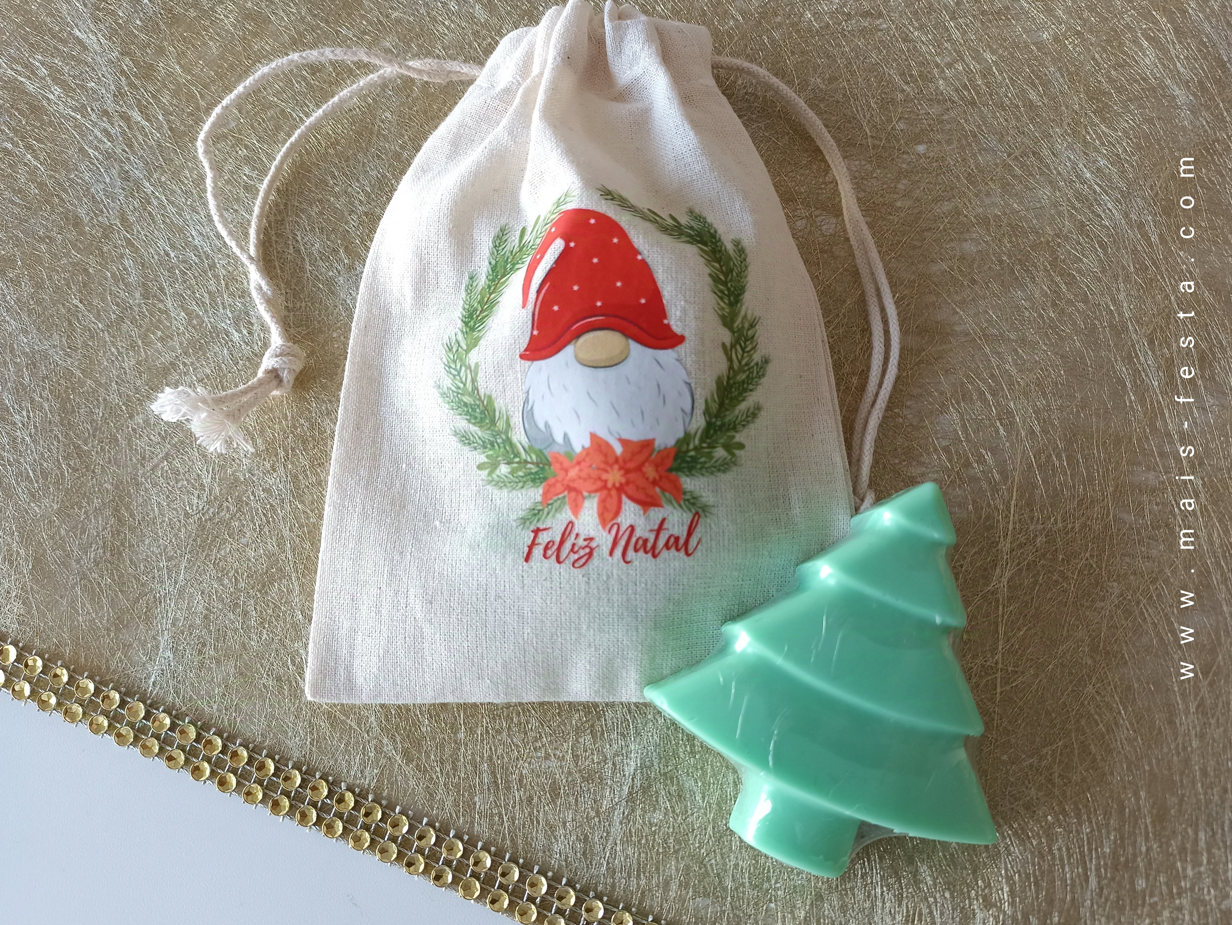 Bolsas Gnomos Natal e Sabonete, 3 unid